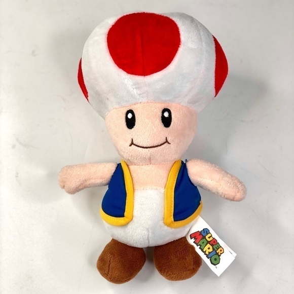 Super Mario Bros Nintendo Toad mushroom plush toy 10" - Picture 1 of 5
